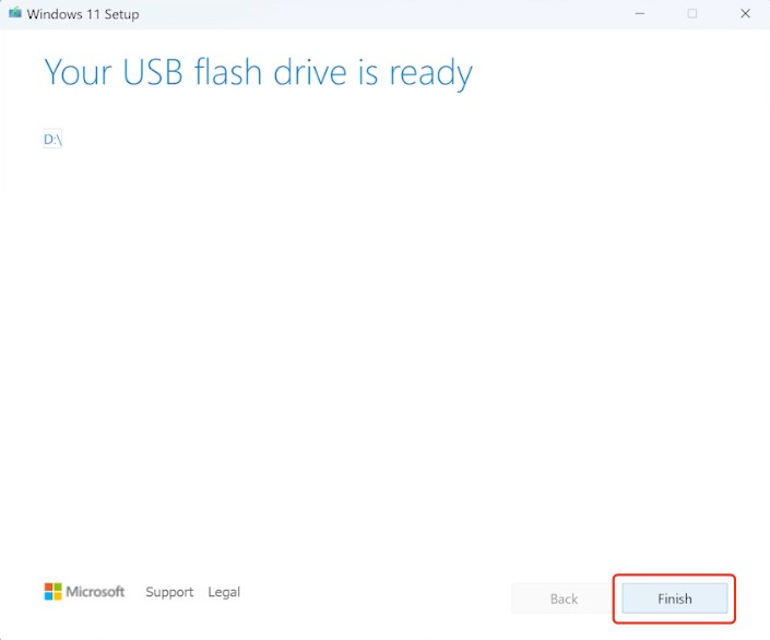 click on finish and make your USB bootable