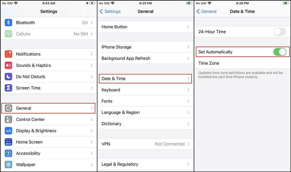 Select correct date and time to fix iphone locking its own