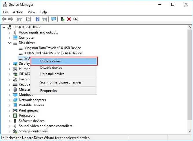 update external hard driver