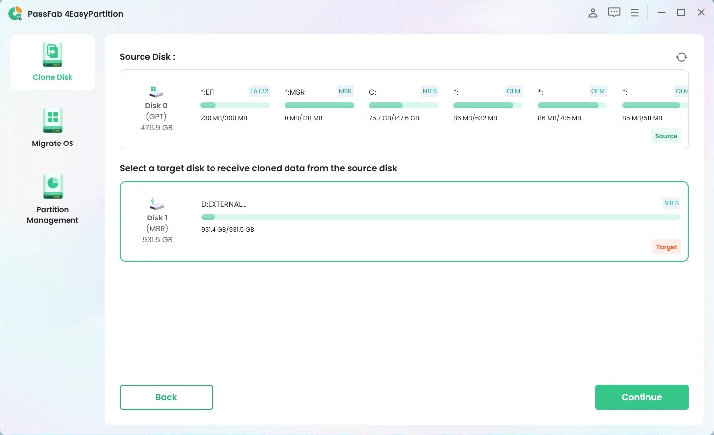 ext: Image of Step 2 of using PassFab 4EasyPartition